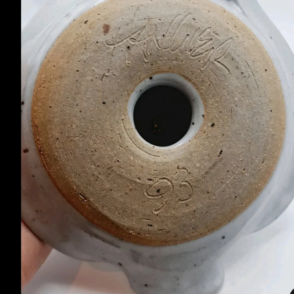 Citrus Juicer Pottery White and Blue